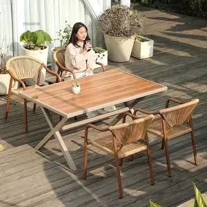 Di lusso all'aperto tessuto in legno massiccio tavolo e sedie impilabili bar all'aperto tavoli e sedie - Product Image 4