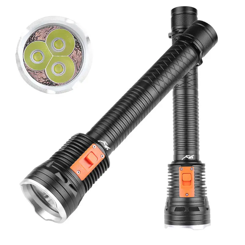 factory wholesale 3 led xhp 70 High lumen led diving flashlight underwater dive torch waterproof tactical submersible light