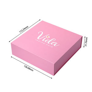 Venta al por mayor de cartón rígido peluca caja de logotipo personalizado Rosa plegable peluca caja con soporte de satén negro - Product Image 1