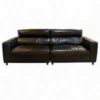 Sofa Loveseat Kulit Hitam Modern 2 Dudukan dengan Bantal Empuk untuk Ruang Tamu Apartemen Kantor Hotel Lobi Furnitur