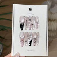 10 pièces de faux ongles faits à la main avec diamants et ongles en forme d'amande pour femmes