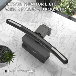 Lámpara de Monitor Curva con Control Táctil, Blanca, 3 Modos, 7 Retroiluminaciones, para Oficina y Juegos, Alimentación USB, LED ABS, Colgante - Product Image 2