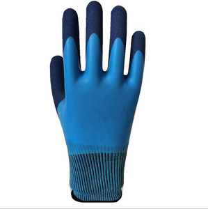 Guantes de trabajo con agarre completamente recubiertos impermeables de látex azul Guantes impermeables de Palma de látex Doble - Product Image 5