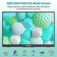 Moniteur portable plat IPS de 16 pouces 2560X1600 120Hz avec 2 ports Type C HDMI pour ordinateur portable Mac Smartphone PS5