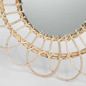 Miroir mural décoratif en rotin et en jonc de mer tissé à la main, style Art déco, décoration <span class=keywords><strong>murale</strong></span> pour la maison, le salon, l'entrée - Product Image 3