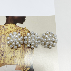 Thời Trang Ngọc Trai Kim Loại Nút Hình Chữ Nhật Cho Phụ Nữ Của Nhỏ Thơm Phong Cách Dệt Kim Cardigan Áo Sơ Mi Tay Áo Cổ Áo Quần Áo - Product Image 2