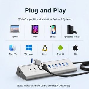 <span class=keywords><strong>Hub</strong></span> USB 3.0 Type-C Multi-Ports Haute Vitesse 7-en-1 en Alliage d'Aluminium - Product Image 5