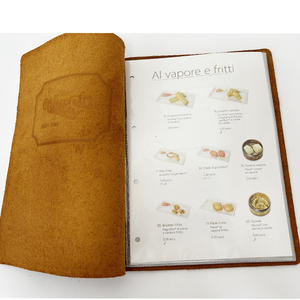 Couverture de menu en cuir rétro fou avec logo personnalisé A5 Bar <span class=keywords><strong>Restaurant</strong></span> Menu Dossier Livre Bill Holder <span class=keywords><strong>Restaurant</strong></span> Accessoires de table - Product Image 1