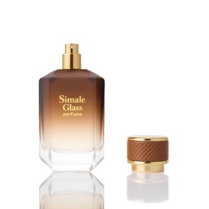 Botella de Perfume de Vidrio Ámbar Degradado de 100 ml con Tapa Texturizada y Caja de Regalo Magnética Negra Personalizada para Marca Privada - Product Image 5