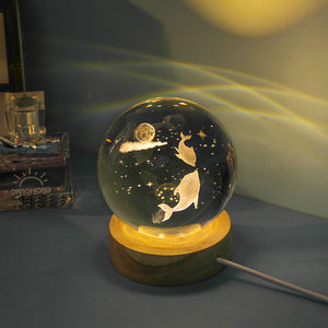 Bola de cristal luminosa de delfín, adorno de luz nocturna, bola de cristal grabada de gama alta, regalo de cumpleaños para niñas, novias chinas - Product Image 4
