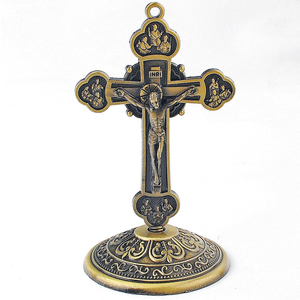 Estatua de Metal chapada en bronce antiguo de 5x8,6 cm, estatua de Jesús, crisol de pie católica, BZR21543 - Product Image 2