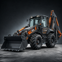 Backhoe Loader Hidrolik 35L Heavy Duty 4x4 dengan Kabin AC Tertutup untuk Pertambangan dan Konstruksi
