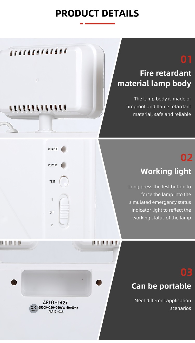 Easy Installation 6V 4AH 48pcs Adjustable Dual Heads Indoor 0.2w Portable Rechargeable Led Emergency Light