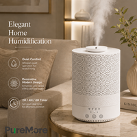 Humidificateur d'air à remplissage par le haut, brume fraîche, coque élégante ajourée, facile à nettoyer, conception détachable pour chambre, bureau, maison
