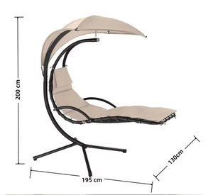 Chaise suspendue d'extérieur avec auvent, chaise longue rembourrée pour patio, chaise longue imperméable pour jardin, piscine, cour - Product Image 2