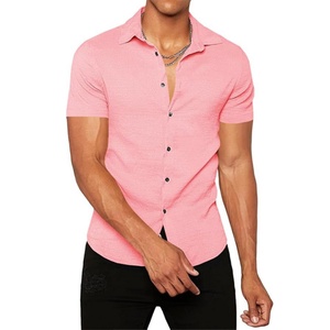 Camisas Casuales de Manga Corta con Cuello Alto para Hombre, Colores Personalizados, Transpirables, ODM, Logotipo Personalizado, Estilo Hippie, Yoga, Verano, Playa, Vacaciones - Product Image 1