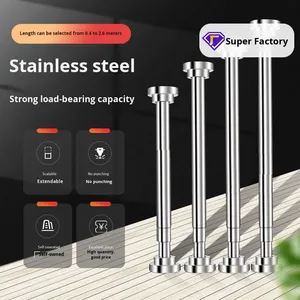 <span class=keywords><strong>Tringle</strong></span> télescopique en acier inoxydable non perforée pour séchage de vêtements, <span class=keywords><strong>support</strong></span> de <span class=keywords><strong>rideau</strong></span> de douche, chambre à coucher, armoire, moderne - Product Image 3