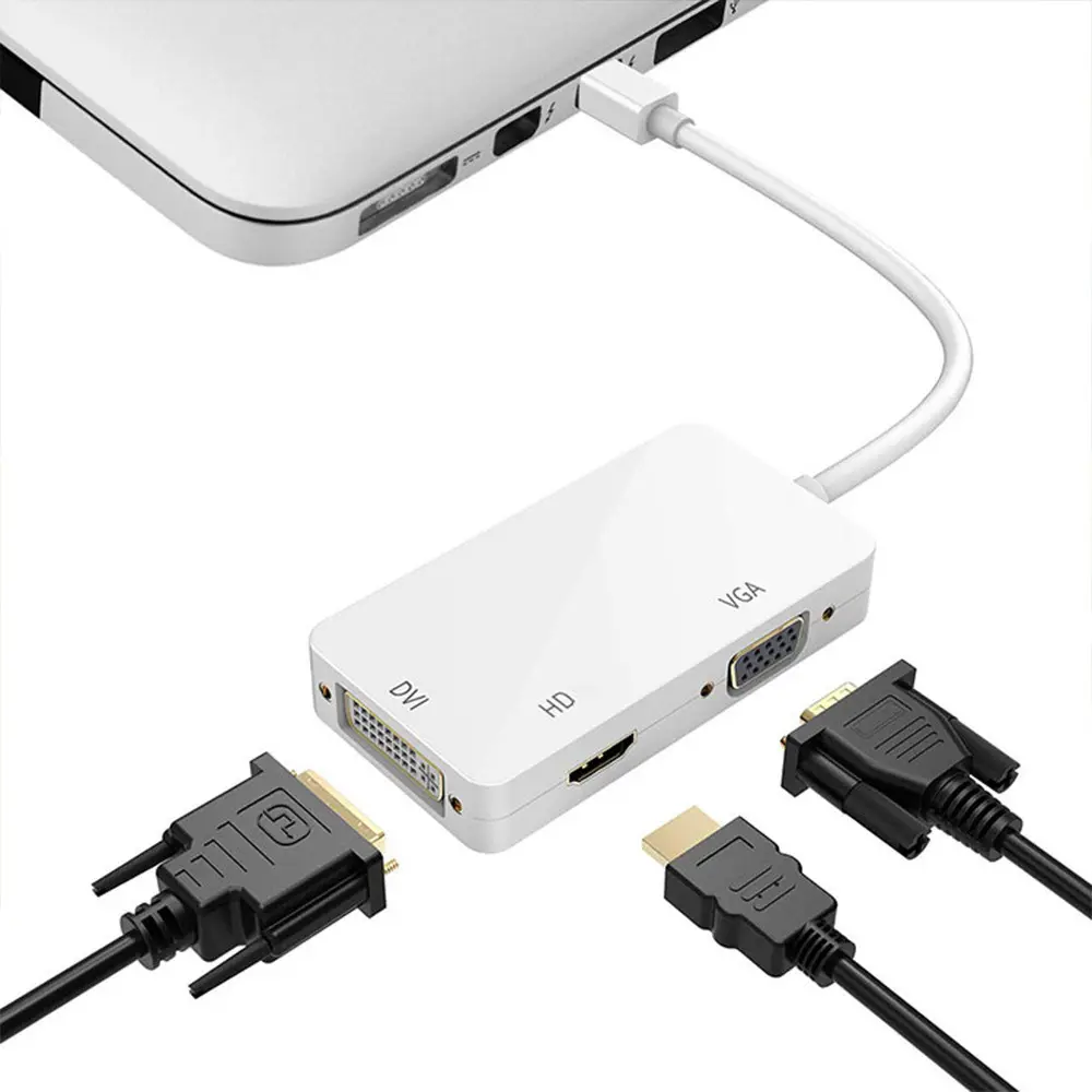 4K*2K supports 1080P three-in-one converter Male To Female mini DP To VGA DVI HD 3-In-1 Adapter