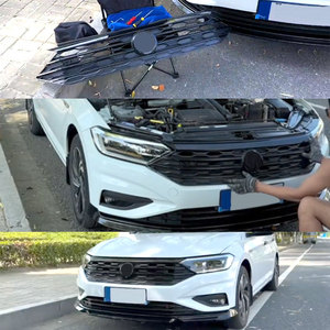 Calandre avant Volkswagen Jetta, supérieure et inférieure, nid d'abeille, noir brillant, ligne rouge, 2019-2022, en plastique ABS, compatible avec le pare-chocs - Product Image 2