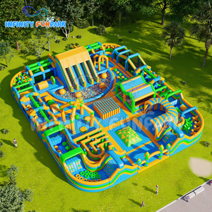 Parc à thème de château d'amusement gonflable jaune/bleu/vert personnalisé-Parc de rebond commercial géant-LOGO gratuit - Product Image 6