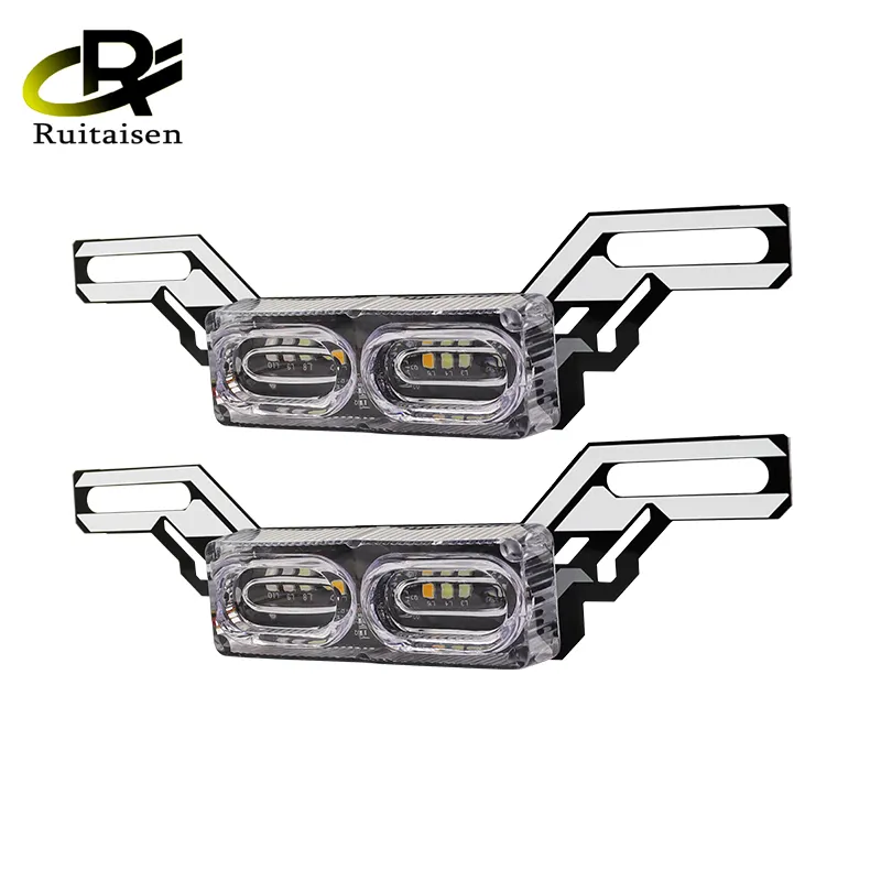 Ruitaisen-luz estroboscópica LED de colores RGB para motocicleta, luz de freno de matrícula, 10 luces LED de Flash, lámpara de advertencia de día para coche