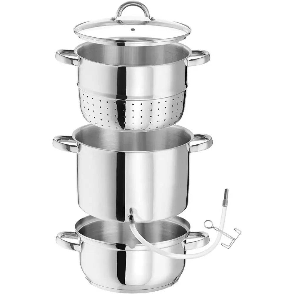 6L 8L Stainless Steel Manual Fruit Juice Extractor Three-Layer Cooking Pot And Induction Steam Pot Set For Kitchen Use