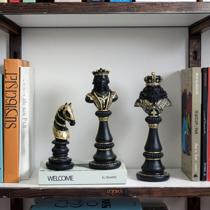 Figurines d'échecs internationales transfrontalières en résine synthétique, style européen, art déco, design nature morte, pour la maison, Roi, Reine, Cheval de guerre - Product Image 4
