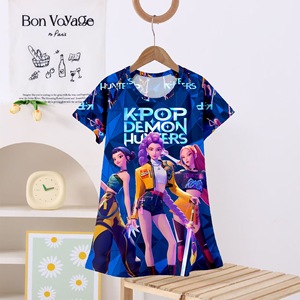 Camiseta de Personaje de Anime K-POP Kpop Demon Hunters, Vestido para Dormir, Pijama Cómodo con Estampado de Dibujos Animados, Bata para Mujeres y Niñas - Product Image 3