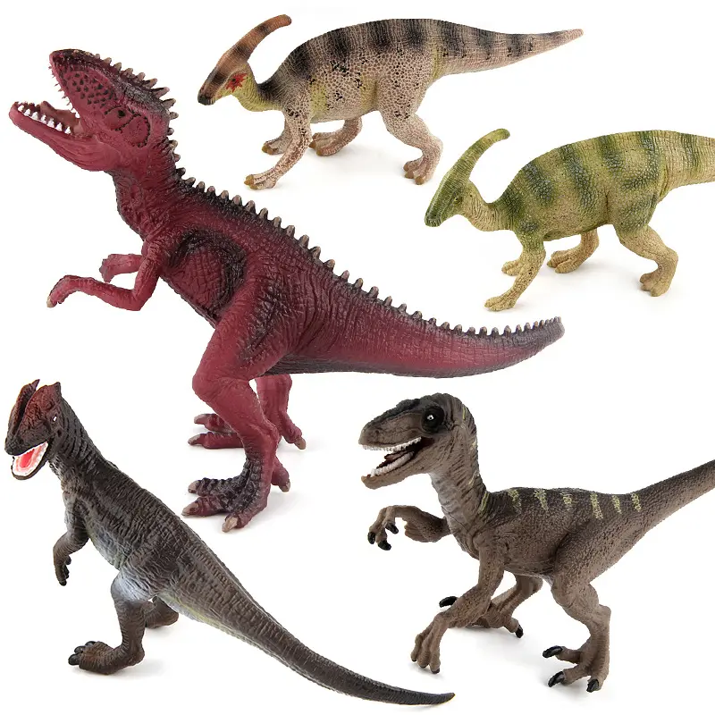 โมเดลไดโนเสาร์คลาสสิกข้ามพรมแดนของเล่นโลกไดโนเสาร์ Velociraptor Giganotosaurus ทางใต้พลาสติกคงที่จําลองหลายตัว