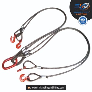 Fourniture d'usine : Élingue de levage à deux brins en câble d'acier avec maillon maître, boucles à œil et poulies, pour la quincaillerie de levage robuste - Product Image 3