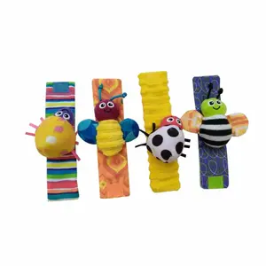 Bebê pelúcia relógio, pulseira de pulso pulseira mão sino, brinquedo de pelúcia, chocalho, brinquedo