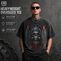 Camiseta Unisex 100% Algodón, 240 Gramos, Cuello Redondo, Manga Corta, Hombros Caídos, Color Negro Lavado, Corte Regular, Estilo Hip Hop Casual Premium