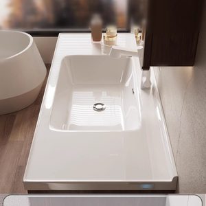 Nuevo mueble de baño de nogal de estilo chino moderno con lavabo y espejo inteligente. - Product Image 3