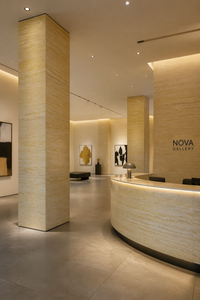 Travertin Jaune Nuage Romain MCM : Pierre Flexible Artistique Beige Chaud Texturée pour Revêtement Mural de Luxe - Product Image 2