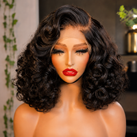 Perruque Lace Frontal Double Drown Bouncy Wave en Cheveux Humains Bruts de Donneur 12A, Lace Frontal HD 13x4, Densité 250%, Cheveux Vietnamiens Non Traités