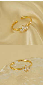 Dream Fashion's Hot Selling Bague en acier inoxydable en or 18K Nouveau design de feuille d'érable en zircon Placage de rhodium de luxe Polyvalent Élégant - Product Image 3