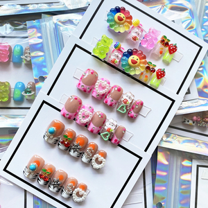 10 Uds. <span class=keywords><strong>Uñas</strong></span> Acrílicas Hechas a Mano con <span class=keywords><strong>Diseño</strong></span> Floral 3D Multicolor, Duraderas, <span class=keywords><strong>de</strong></span> Lujo, Reutilizables, Venta al por Mayor - Product Image 3