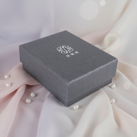 Boîte à bijoux grise, surface texturée, étui robuste pour bague, cadeau élégant, impression de logo personnalisable, rangement de luxe