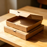 Boîte à pizza carrée en kraft ondulé écologique imprimée sur mesure, emballage alimentaire jetable pour la livraison à emporter