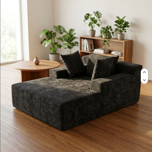 Canapé d'angle moderne en tissu capitonné gris foncé pour salon, chambre et hôtel - Product Image 5