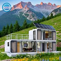 Maison conteneur de luxe portable, préfabriquée, solaire, pliable et extensible avec panneaux, batterie et piscine