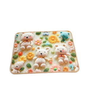 Pet <b>Mats</b> And Pads Rectangle Polyester Fiber Non Slip Absorbent Machine Washable For <b>Cats</b> Dogs Rabbits Hamsters - Product Image 5