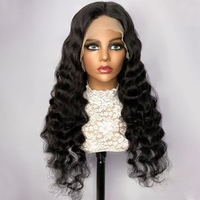 Peluca de encaje frontal de onda suelta profunda, cabello humano con cutícula alineada, sin pegamento, HD, 4x4 13x4, para mujer