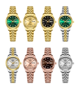 Montre à quartz raffinée et élégante pour femme, boîtier classique effet soleil, bracelet en acier, étanche à vie, montre élégante pour femme - Product Image 6