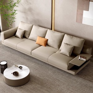 Juego de sofá modular de cuero de lujo simple y moderno para sala de estar, cama de esquina seccional, esponja para hoteles, villas, muebles de madera - Product Image 1