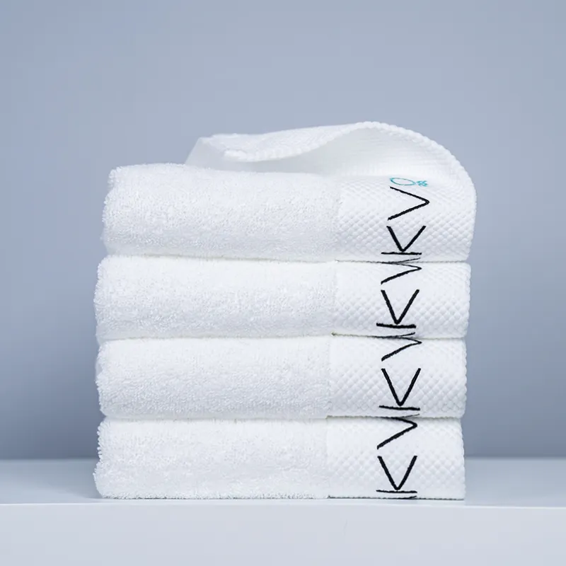 Hot sale 100% cotton hotel white Embroidered logo super soft face towel custom cotton spa hand towel