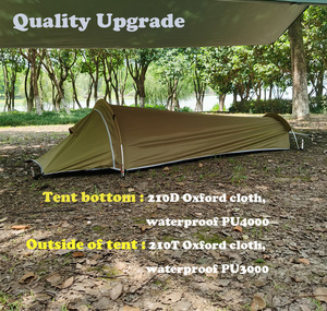 Ultralight Single Person Bivy Tent Waterproof 1 Man Canvas Tent Aluminum <strong>Camping</strong> Featuring Mesh Construction One Bedroom