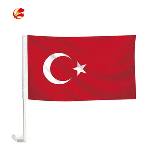 44cm plastic flagpole material and polyester 30*45cm Turkish car flags