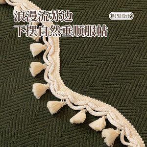 เบาะโซฟาเชนิลล์สีพื้น แต่งพู่ห้อยแบบไม่สมมาตร กันลื่น สำหรับโซฟาทั่วไป รุ่นสปริง 2026 - Product Image 4