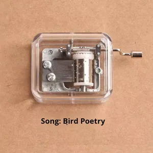 Boîte à musique rectangulaire miniature à manivelle avec fleurs en soie et oiseau dansant 'Joyeux Anniversaire' 'Adieu' – Cadeau d'anniversaire créatif - Product Image 6